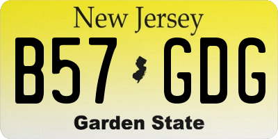 NJ license plate B57GDG