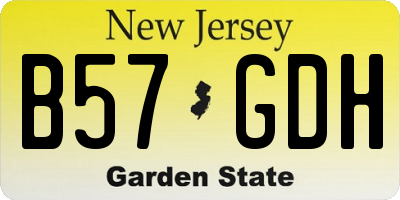 NJ license plate B57GDH