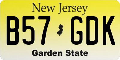 NJ license plate B57GDK