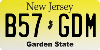 NJ license plate B57GDM