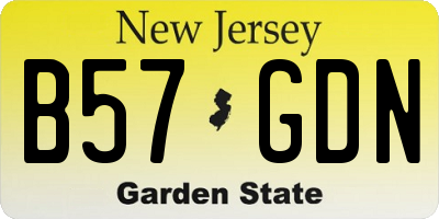 NJ license plate B57GDN