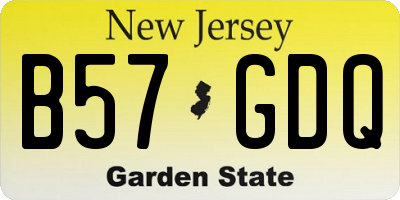 NJ license plate B57GDQ