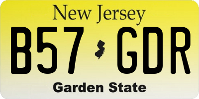 NJ license plate B57GDR
