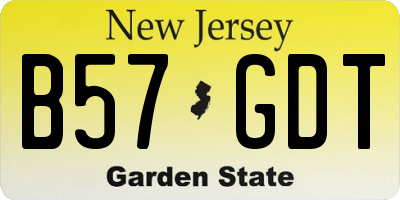NJ license plate B57GDT