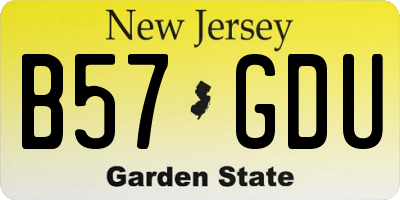 NJ license plate B57GDU