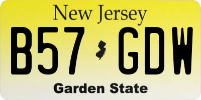 NJ license plate B57GDW