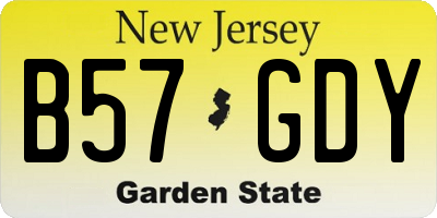 NJ license plate B57GDY