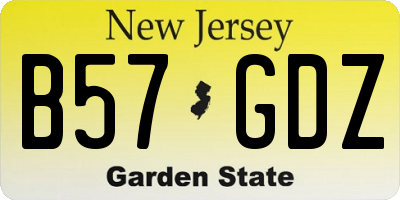 NJ license plate B57GDZ