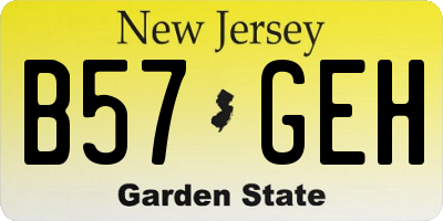 NJ license plate B57GEH