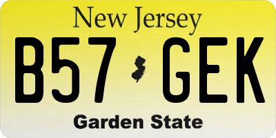 NJ license plate B57GEK