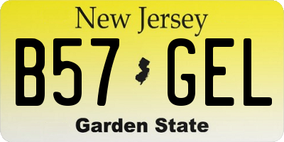 NJ license plate B57GEL