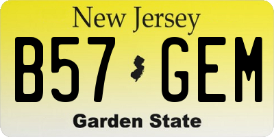 NJ license plate B57GEM