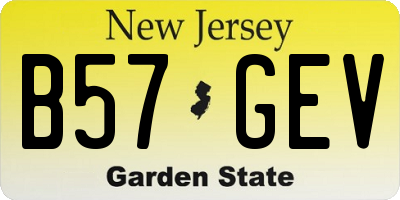 NJ license plate B57GEV