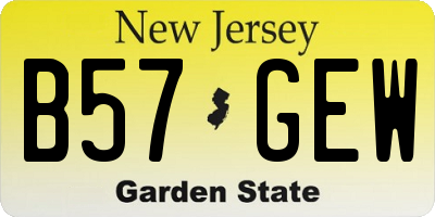 NJ license plate B57GEW