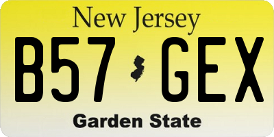NJ license plate B57GEX