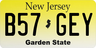 NJ license plate B57GEY