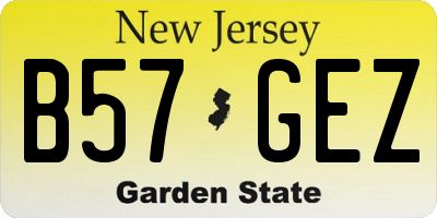 NJ license plate B57GEZ