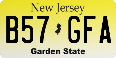 NJ license plate B57GFA