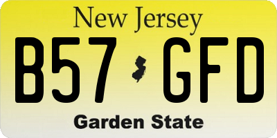 NJ license plate B57GFD