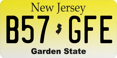 NJ license plate B57GFE