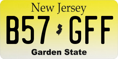 NJ license plate B57GFF