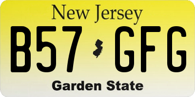 NJ license plate B57GFG