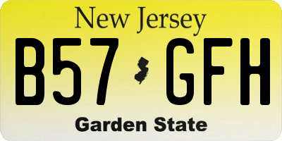 NJ license plate B57GFH