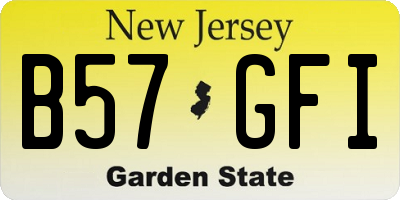 NJ license plate B57GFI