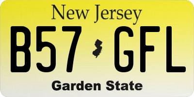 NJ license plate B57GFL