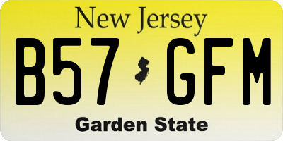 NJ license plate B57GFM