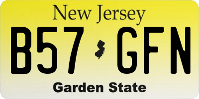 NJ license plate B57GFN