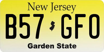 NJ license plate B57GFO