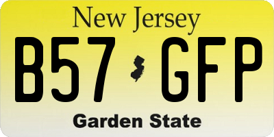 NJ license plate B57GFP