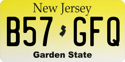 NJ license plate B57GFQ