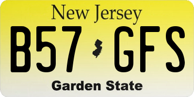 NJ license plate B57GFS