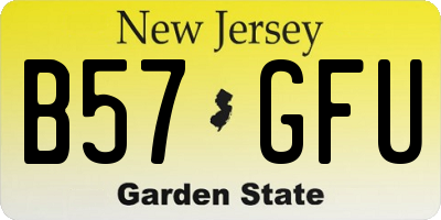 NJ license plate B57GFU