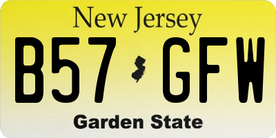 NJ license plate B57GFW