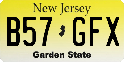 NJ license plate B57GFX
