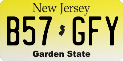 NJ license plate B57GFY
