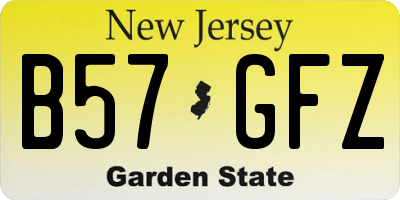 NJ license plate B57GFZ