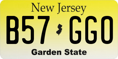 NJ license plate B57GGO