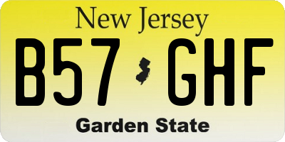 NJ license plate B57GHF