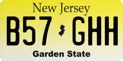 NJ license plate B57GHH