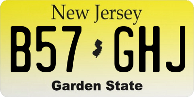NJ license plate B57GHJ