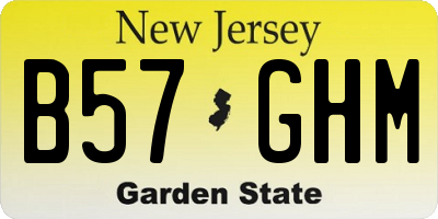 NJ license plate B57GHM