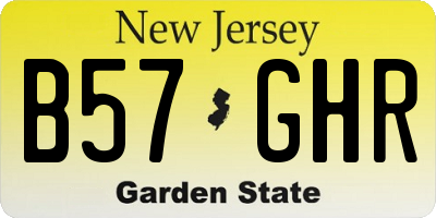 NJ license plate B57GHR