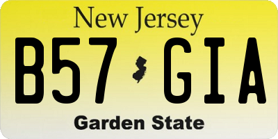 NJ license plate B57GIA