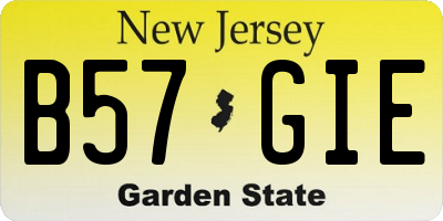 NJ license plate B57GIE