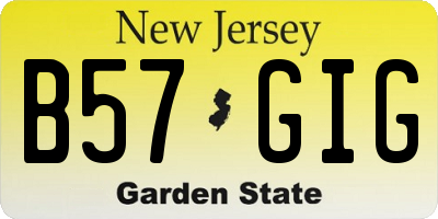 NJ license plate B57GIG