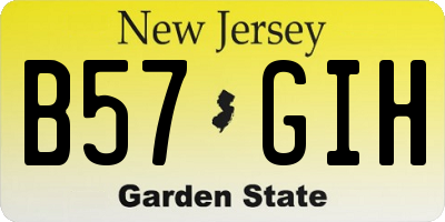 NJ license plate B57GIH